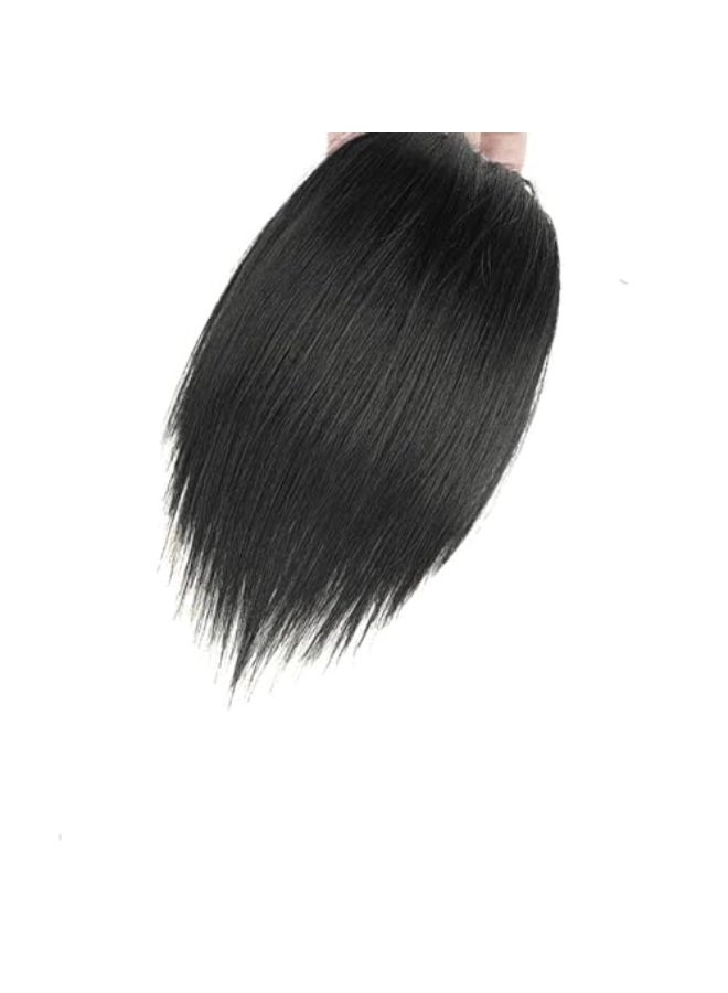 Jowxsx Black Invisible Human Hair Toppers For Women Seamless Clip In Extension Piece Short Fake Fringe Hair Lining of Hair Top Hairpieces for Beauty and Personal Care - Image 1