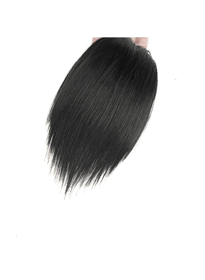 Jowxsx Black Invisible Human Hair Toppers For Women Seamless Clip In Extension Piece Short Fake Fringe Hair Lining of Hair Top Hairpieces for Beauty and Personal Care - Image 2