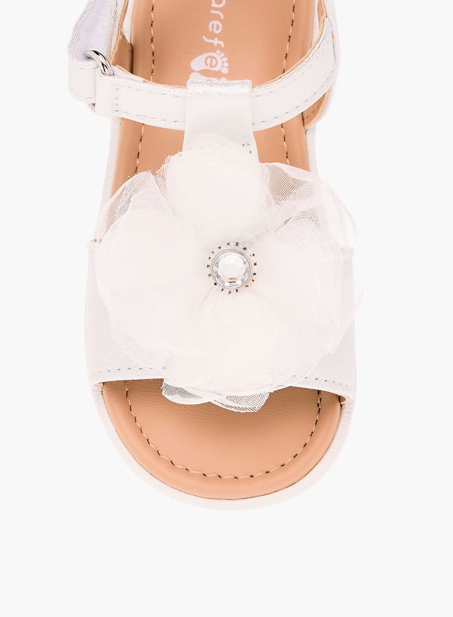 Barefeet Girls Flower Applique Sandals With Hook And Loop Closure - Image 3