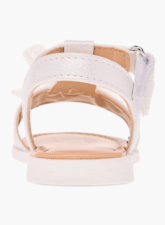 Barefeet Girls Flower Applique Sandals With Hook And Loop Closure - Image 4