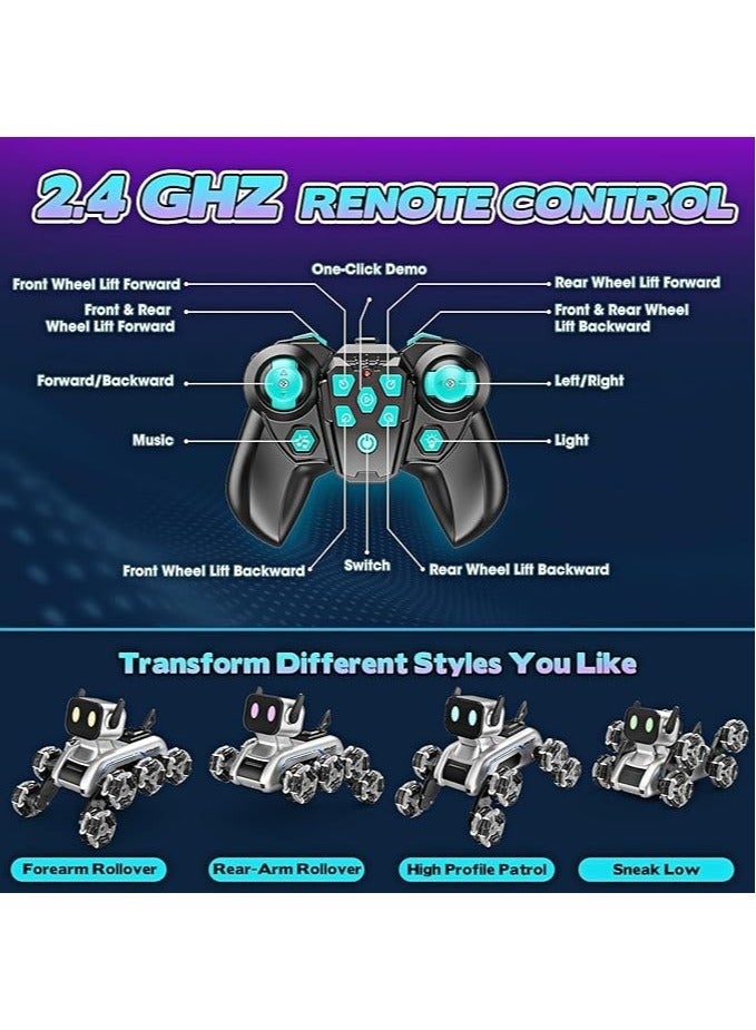 Remote Control Robot Dog Toy for Kids - 2.4GHz 8WD Gesture Sensing RC Dog with Music  Light, Interactive Dual Control Modes, Intelligent Programming, and All-Terrain Capabilities - Image 3