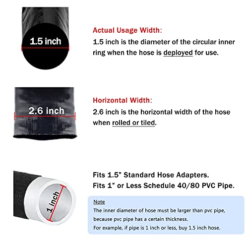 DAVCO 1.5" x 50 ft Extra Heavy Duty Discharge Pool Backwash Hose, Reinforced PVC Lay Flat Water Hose, Weather and Burst Resistant, Best Pool Filter Pump Hose & Drain Pool Hose, Black - Image 2