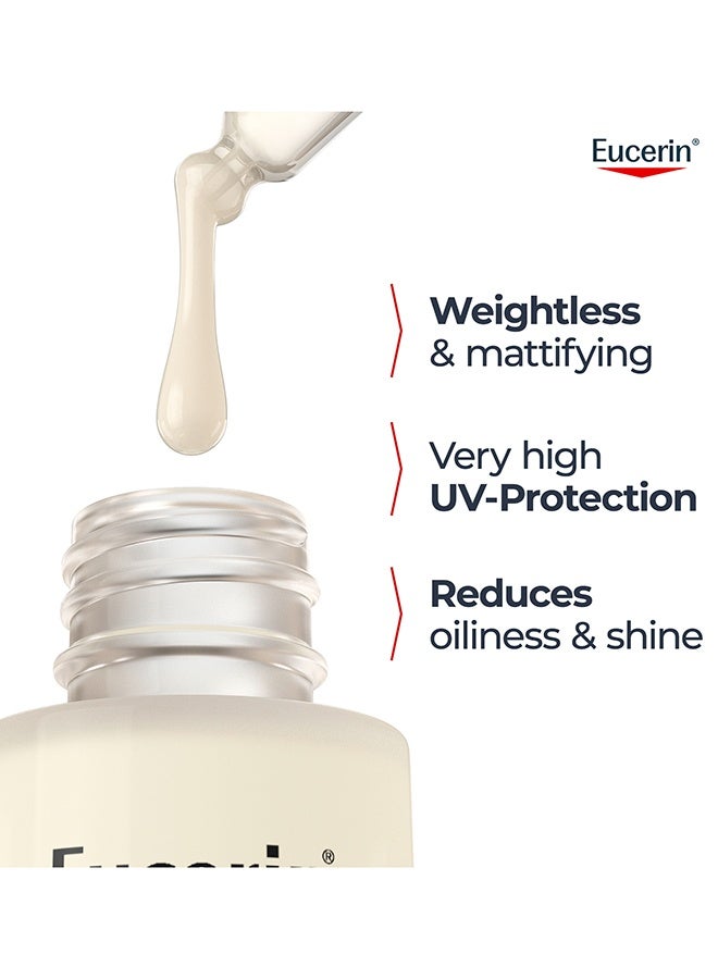 Eucerin Sunscreen Oil Control Ultra-Light UV Daily Serum SPF 50+, Ultra-light & Mattifying Face Serum with SPF. Offers Very High UVA/UVB Protection, Oil Control & Pollution Defense for Oily & Acne Prone Skin. 30 ml - Image 3