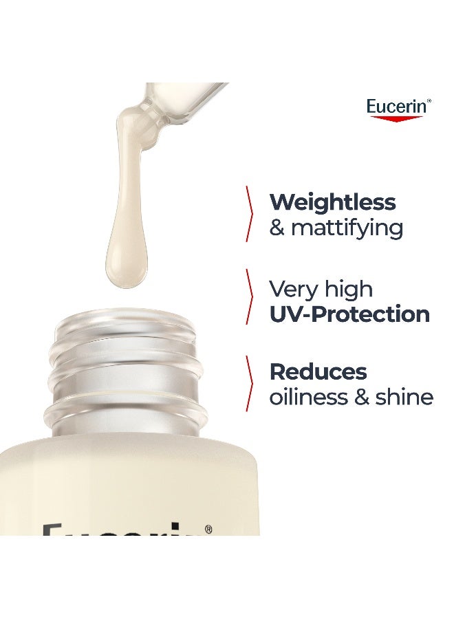 Eucerin Sunscreen Oil Control Ultra-Light UV Daily Serum SPF 50+, Ultra-light & Mattifying Face Serum with SPF. Offers Very High UVA/UVB Protection, Oil Control & Pollution Defense for Oily & Acne Prone Skin. 30 ml - Image 3
