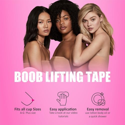 AKRIZA Boob Tape kit - Instant Boob Lift Tape with 10 Reusable Nipple Pasties, 36 Double Sided Fashion Strips for Cloth and 1 Pair Silicone Nipple Cover for Women (Biege) - Image 5
