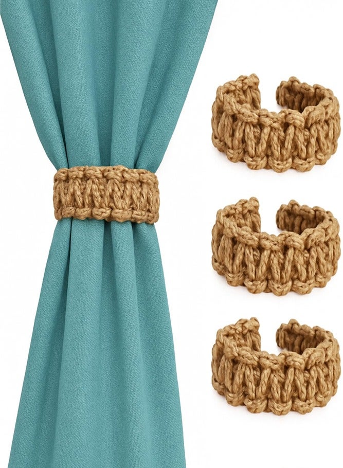 BELLSBERRY مجموعة 3 قطع من روابط الستائر المزخرفة المنسوجة مستوحاة من البوهيمية لحوامل الستائر السميكة أو الشفافة - Image 1
