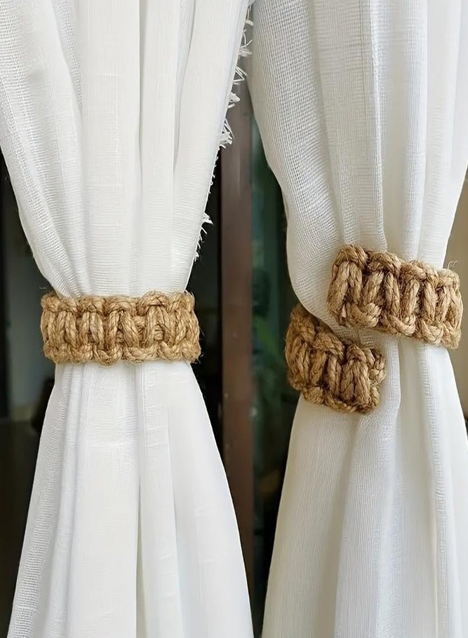 BELLSBERRY مجموعة 3 قطع من روابط الستائر المزخرفة المنسوجة مستوحاة من البوهيمية لحوامل الستائر السميكة أو الشفافة - Image 3