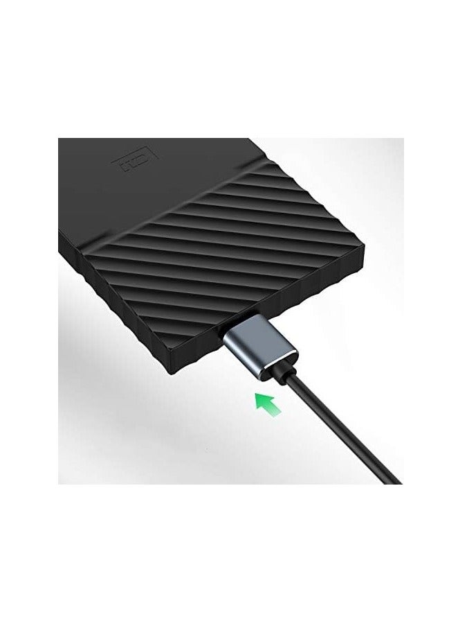 كابل USB مايكرو B الى USB نوع C، سلك نقل بيانات سريع 5 جيجابايت في الثانية 3 امبير للشحن السريع متوافق مع ماك بوك وايباد وجالكسي S24 واللابتوب والقرص الصلب الخارجي - سلك نايلون اسود  بطول1متر/ - Image 3