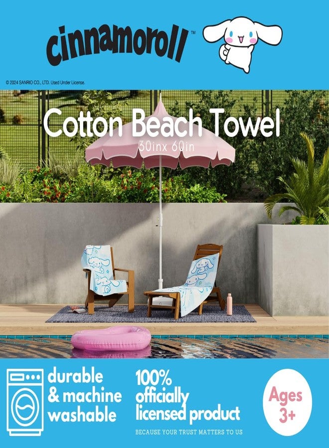 Franco Collectibles Sanrio Cinnamoroll Super Soft Cotton Bath/Pool/Beach Towel, 60 in x 30 in, (Officially Licensed Product) - Image 2