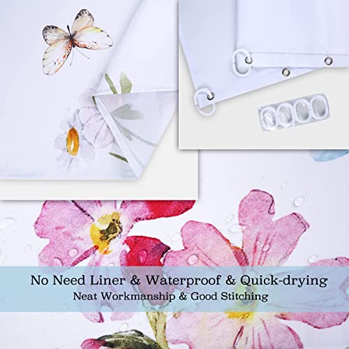LIVILAN Floral Shower Curtain for Bathroom - Watercolor Plant Design with 12 Hooks, Pretty Wildflower Pattern, Decorative Machine Washable, 72" W x 72" H - Image 5