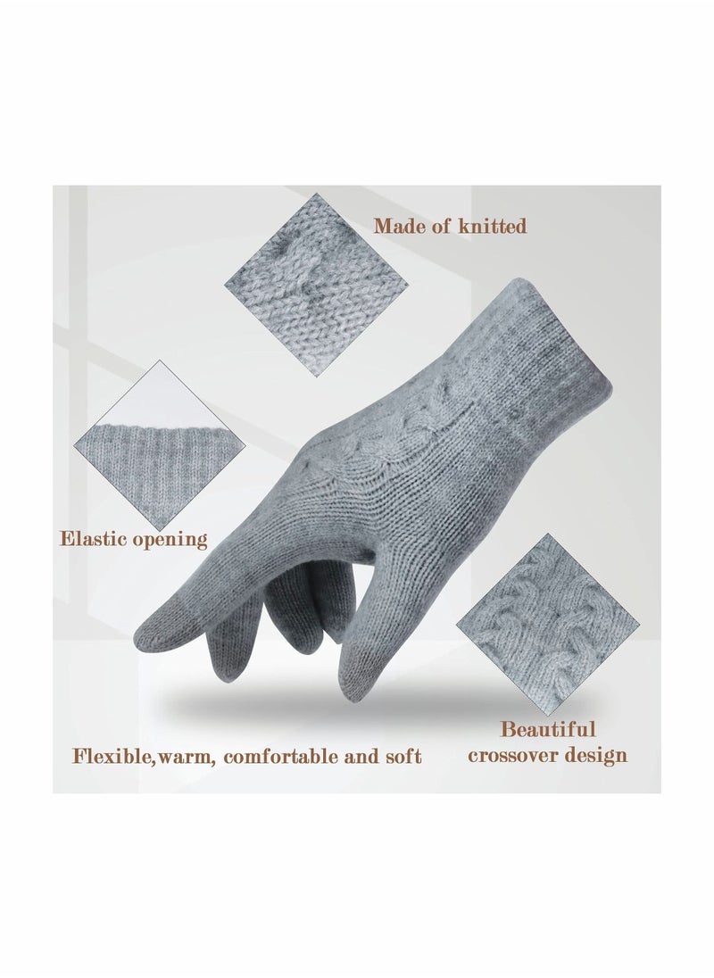 SYOSI Women Touch Screen Gloves - Winter Warm Gloves Touchscreen Mittens Thermal Fleece Lined Knitted Gloves for Outdoor  - Image 2