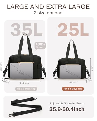 Tuwubi Travel Duffel Bag Puffer Gym Bag for Women Lightweight Weekender Overnight Bags Carry On Tote For Spirit Airlines Personal Item Bags with Toiletry PouchBlack M - Image 3