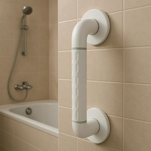 ELECRANGE Grab Bar for Bathroom, Bathroom Handle for Senior Citizen, Grab Bars for Elderly, Toilet Grab Bar, Bathroom Safety Support Handle for Seniors (White, 12 INCH) - Image 1