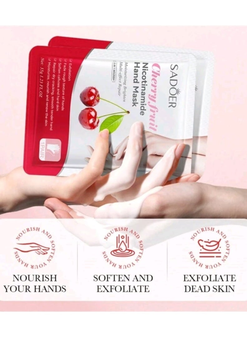 سادور قناع يدين الكرز بالنياكيناميد من SADOER - علاج مرطب ومغذي للعناية باليدين (زوج واحد) - Image 3
