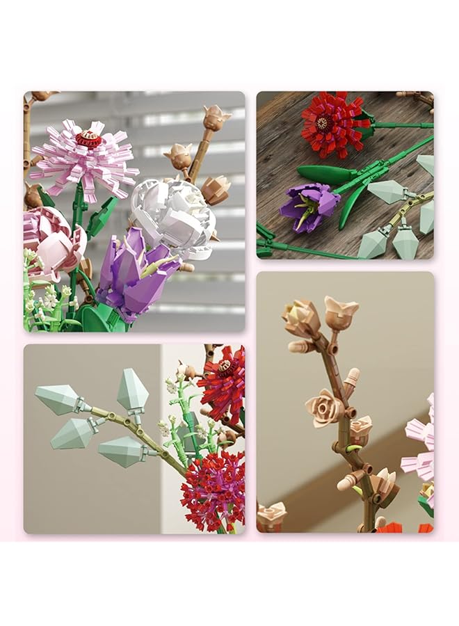 Excefore Flower Bouquet Building Kit 12 Flowers Sets Stem Educational Activity Preschool Toys For Teens Kids Artificial Botanical Collection Building Block Toy Home Decoration Birthday(1273Pcs) - Image 5
