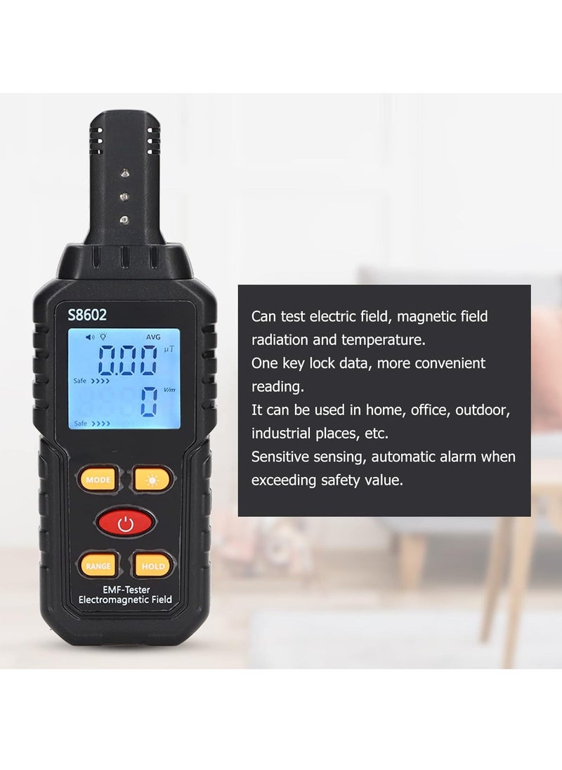 Generic - EMF Radiation Detector, S8602 Electromagnetic Field Tester, 5.98 Inch Digital EMF Meter With LCD Display, For Home Appliance Safety Evaluation, Black - Image 1