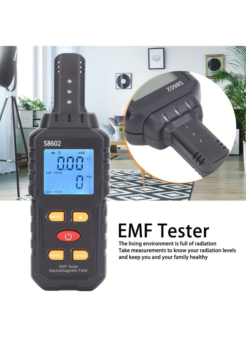Generic - EMF Radiation Detector, S8602 Electromagnetic Field Tester, 5.98 Inch Digital EMF Meter With LCD Display, For Home Appliance Safety Evaluation, Black - Image 1