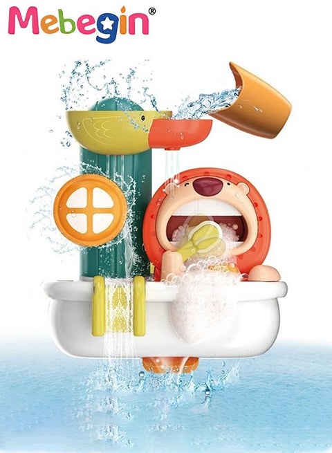 Toddler Bathtub Toys Cartoon Lion Bubbles Turn Fun Water Shower Sprinkler Toy