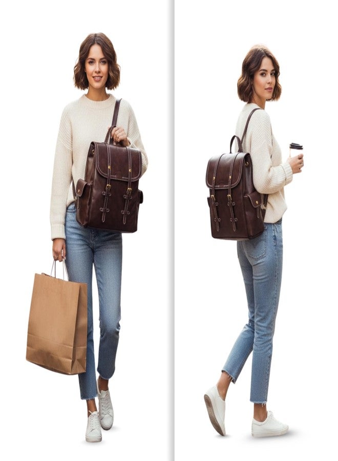 Blue Max VG TARP Vintage PU Leather Backpack for Women, Classic Fashion Shoulder Bag with Adjustable Straps, Multi-Pocket Casual Travel & Daily Use Backpack - Image 3