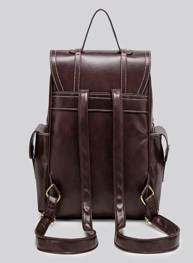 Blue Max VG TARP Vintage PU Leather Backpack for Women, Classic Fashion Shoulder Bag with Adjustable Straps, Multi-Pocket Casual Travel & Daily Use Backpack - Image 5
