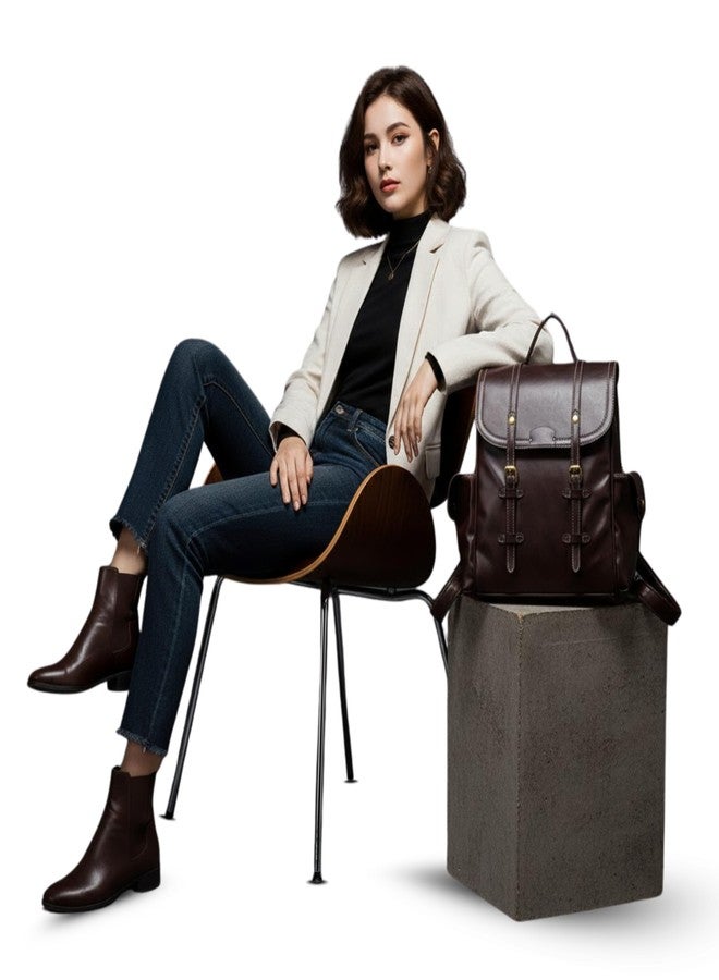 Blue Max VG TARP Vintage PU Leather Backpack for Women, Classic Fashion Shoulder Bag with Adjustable Straps, Multi-Pocket Casual Travel & Daily Use Backpack - Image 2