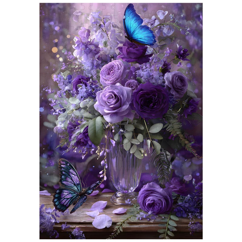 Ulord Great Jigsaw Puzzles for Adults 300 Pieces Purple Floral Butterfly Puzzles for Adults Toys Gift Family Decoration Kids Puzzle - Image 3