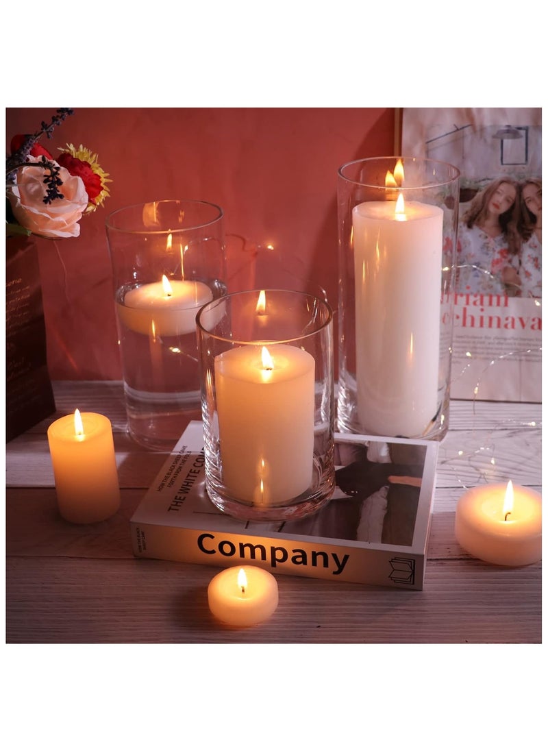 BIGIVACA Set of 3 Clear Glass Cylinder Vases Bulk,6 8 10 inch-3 pack Tall Glass Cylinder Candle Holders,Glass Plant & Flower Vases for Centerpieces,Home and Wedding Decoreation. (W:4’)