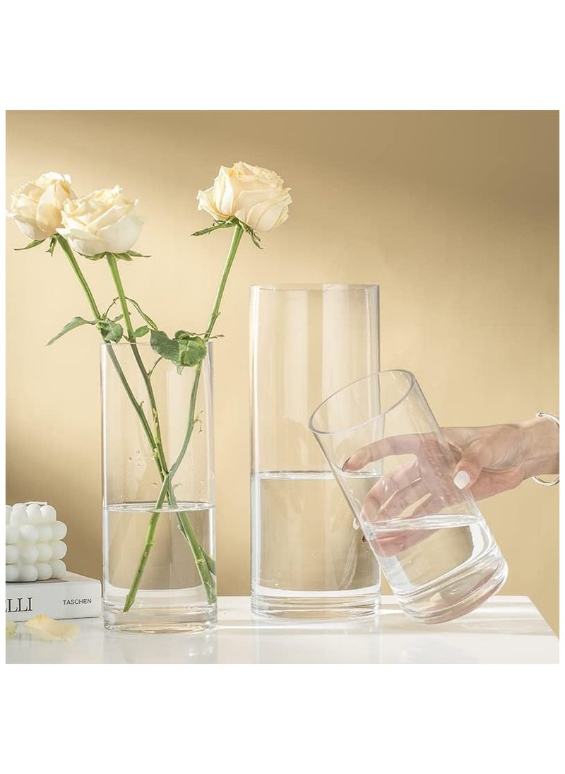 Mash BIGIVACA Set of 3 Clear Glass Cylinder Vases Bulk,6 8 10 inch-3 pack Tall Glass Cylinder Candle Holders,Glass Plant & Flower Vases for Centerpieces,Home and Wedding Decoreation. (W:4’)  - Image 4