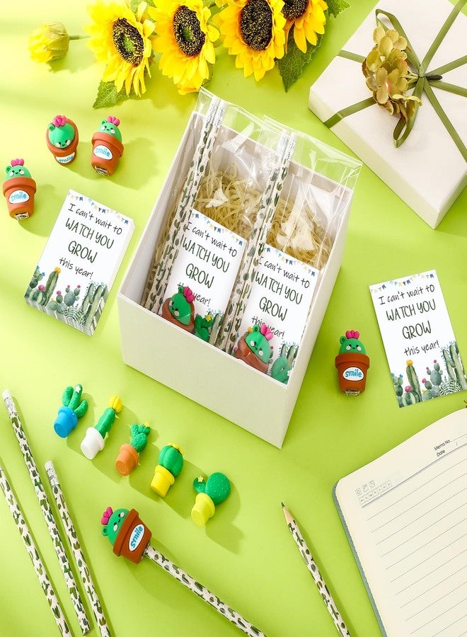 Fuyoooo 25 Sets Cactus Back to School Gifts for Student Cactus Pencil Succulent Eraser Succulent Potted Pencil Sharpener Card Bags First Day of School Gifts for Classroom Rewards Stationery Supplies - Image 5