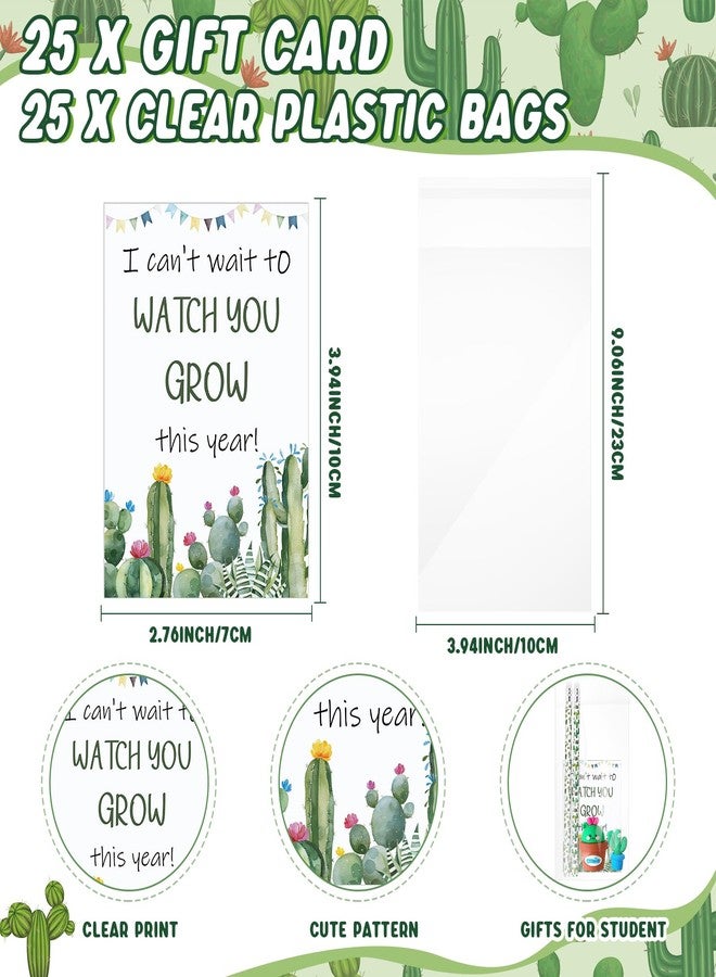 Fuyoooo 25 Sets Cactus Back to School Gifts for Student Cactus Pencil Succulent Eraser Succulent Potted Pencil Sharpener Card Bags First Day of School Gifts for Classroom Rewards Stationery Supplies - Image 3