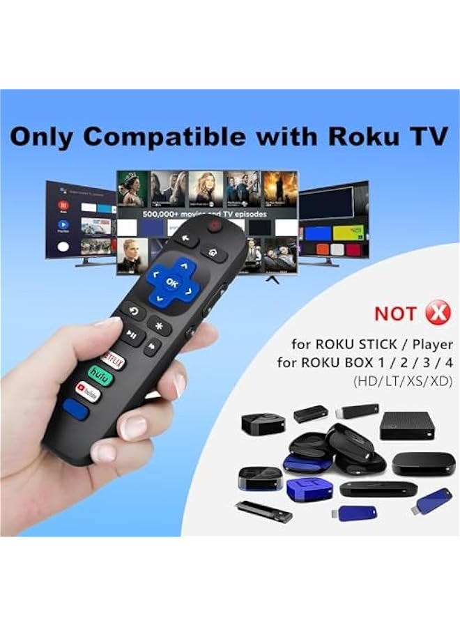 Replacement Remote Control for Roku TVs - Compatible with TCL, Hisense, Onn, Sharp, Element, Westinghouse, Philips Roku Smart TVs