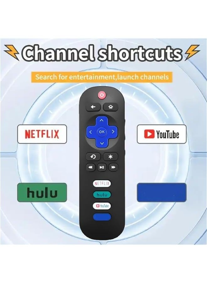 Replacement Remote Control for Roku TVs - Compatible with TCL, Hisense, Onn, Sharp, Element, Westinghouse, Philips Roku Smart TVs