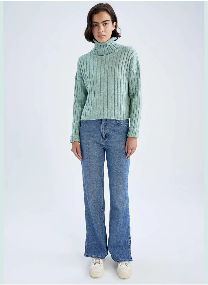 DeFacto Woman Oversize Fit Turtle Neck Long Sleeve Tricot Pullover