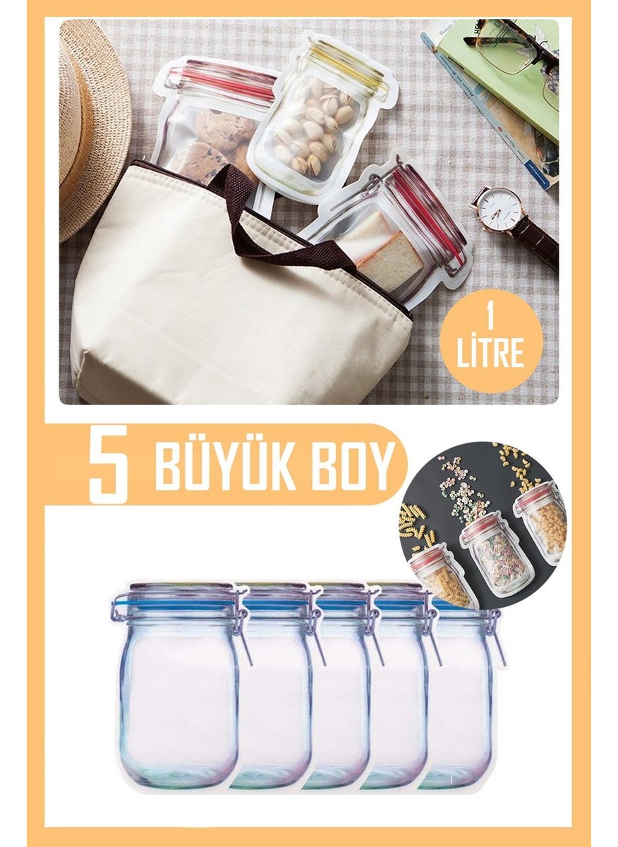 Technosmart Jar Look Storage Bag Sets Lockable Refrigerator Storage Container with Snap Fasteners  - Image 1