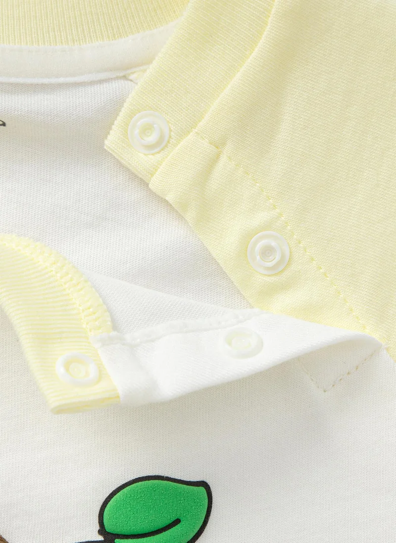 Balabala Baby Unisex Round v-neck short-sleeved T-shirt
