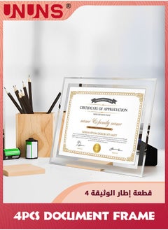 UNUNS 29.7x21cm Picture Frames,4 Pack A4 Silver Glass Certificate Frames For Document Diploma Award,Only For Tabletop Display Vertically Or Horizontally  - Image 4