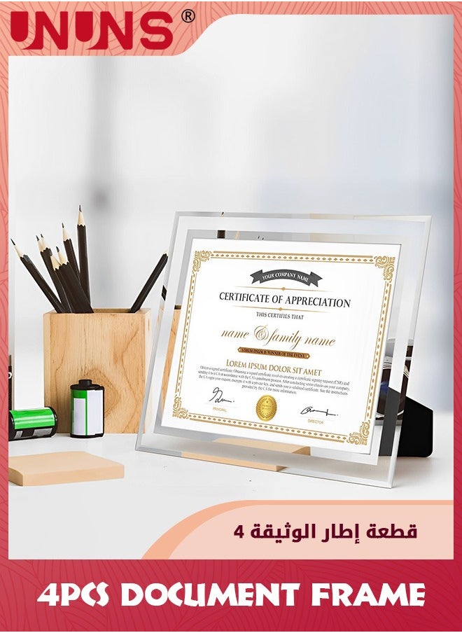 UNUNS 29.7x21cm Picture Frames,4 Pack A4 Silver Glass Certificate Frames For Document Diploma Award,Only For Tabletop Display Vertically Or Horizontally  - Image 4