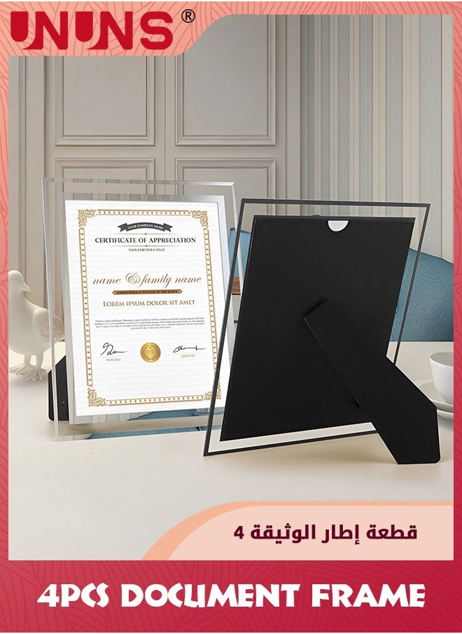 UNUNS 29.7x21cm Picture Frames,4 Pack A4 Silver Glass Certificate Frames For Document Diploma Award,Only For Tabletop Display Vertically Or Horizontally  - Image 3
