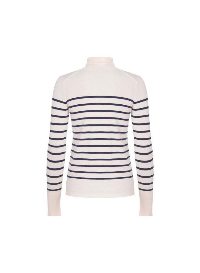 Zara women's Striped Elegant High-neck Long-sleeve Knitted Pullover With Waistband For Layering Or Outerwear - Image 3