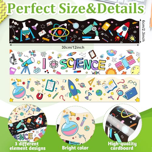 Sereliy 78ft Science Bulletin Board Border, Science Bulletin Board Decorations for Classroom, Science Lab Borders Trim with 3 Patterns for Back to School Classroom Office Door Wall Decor (Sciences) - Image 2