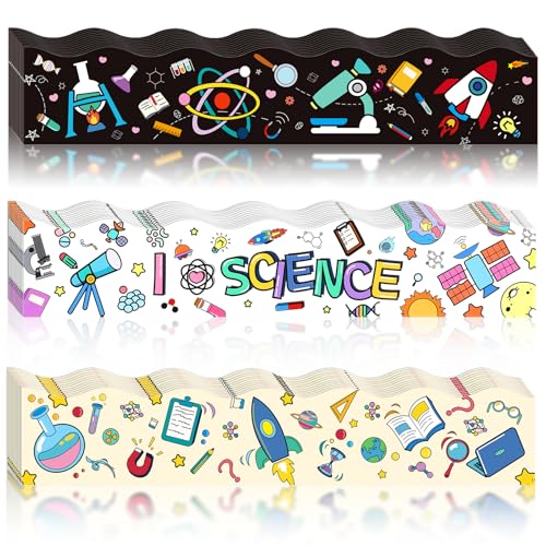 Sereliy 78ft Science Bulletin Board Border, Science Bulletin Board Decorations for Classroom, Science Lab Borders Trim with 3 Patterns for Back to School Classroom Office Door Wall Decor (Sciences) - Image 1