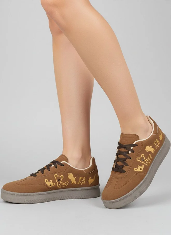 شوتوبيا Shoetopia Women Printed Brown Sneakers with Chunky Sole