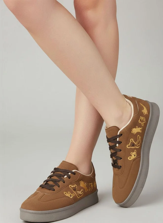 شوتوبيا Shoetopia Women Printed Brown Sneakers with Chunky Sole