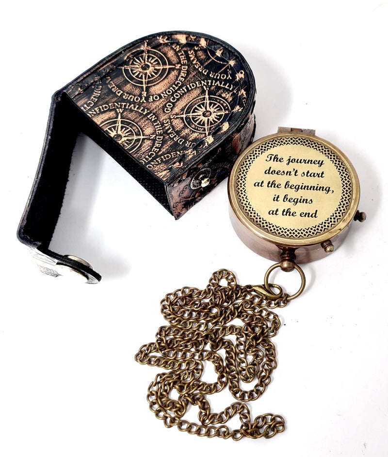 Brass Nautical - Brass Compass Engraved with Motivational & Inspirational Message, Gift for Son, Grandson, Daughter, Graudation Day Baptism, Confirmation Communion Godson (Start of The Journey) - Image 3