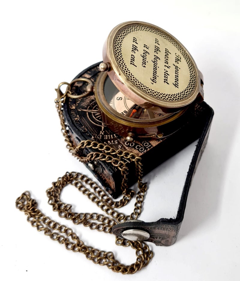 Brass Nautical - Brass Compass Engraved with Motivational & Inspirational Message, Gift for Son, Grandson, Daughter, Graudation Day Baptism, Confirmation Communion Godson (Start of The Journey) - Image 4