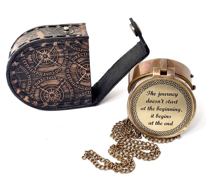 Brass Nautical - Brass Compass Engraved with Motivational & Inspirational Message, Gift for Son, Grandson, Daughter, Graudation Day Baptism, Confirmation Communion Godson (Start of The Journey) - Image 2