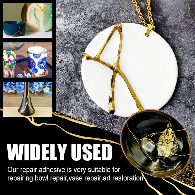 Limino Kintsugi Repair Kit - Gold ï¼† Silver Food Safe Glue for Pottery and Porcelain Repair, Ceramic Repair Resin for Bowls, Plates, Vases, Jades, Newbie Friendly, Meaningful Presents for DIY Art Enthusiasts - Image 5