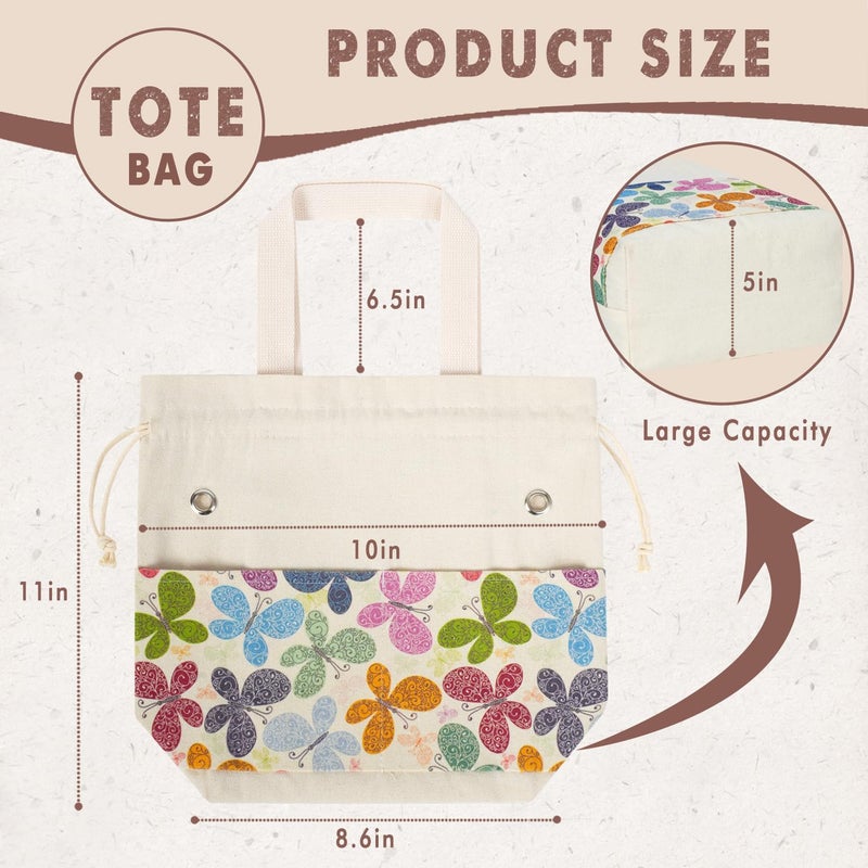 TOGETRUE Yarn Bag, Knitting Crochet Tote Bag, Yarn Storage Bags Organizer, Crochet Bags for Crocheting Project, Store Skein Ball, Short Knitting Needle (Butterfly) - Image 4