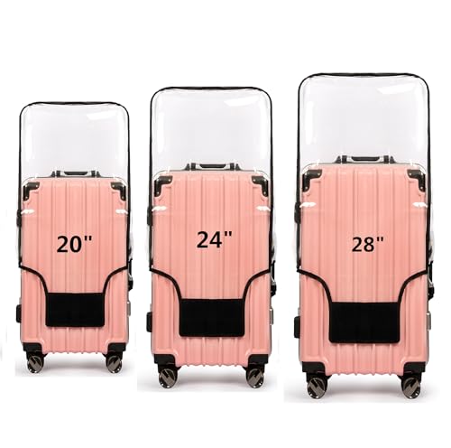 FABULWAY 3PCS Clear PVC Suitcase Cover Protectors Transparent Luggage Covers Waterproof Wheeled Suitcase Dust Cover Dustproof Travel Luggage Sleeve Protector 20"+24" 28" (3PCS Upgraded) - Image 1