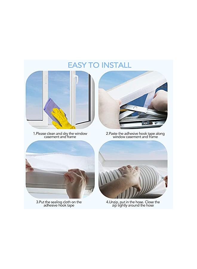 The Bros AC Window Seal,Portable Universal Window Kit for Mobile Air Conditioner Unit and Tumble Dryer,Hot Air Stop Air Exchange Guards with Zip and Adhesive Fastener (300cm) - Image 5